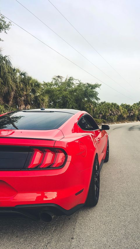 Download wallpaper 2160x3840 ford mustang, mustang, car, red, road, turn samsung galaxy s4, s5, note, sony xperia z, z1, z2, z3, htc one, lenovo vibe hd background