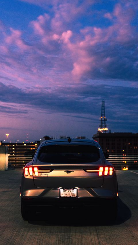 Download wallpaper 2160x3840 ford mustang, mustang, car, gray, rear view samsung galaxy s4, s5, note, sony xperia z, z1, z2, z3, htc one, lenovo vibe hd background