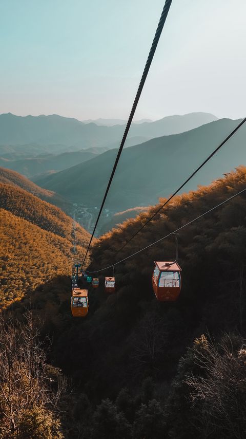 Download wallpaper 2160x3840 funicular, cabins, cable, trees, lifting samsung galaxy s4, s5, note, sony xperia z, z1, z2, z3, htc one, lenovo vibe hd background