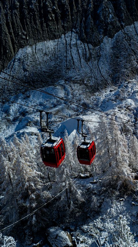 Download wallpaper 2160x3840 funicular, cabins, rise, trees, snow, winter samsung galaxy s4, s5, note, sony xperia z, z1, z2, z3, htc one, lenovo vibe hd background