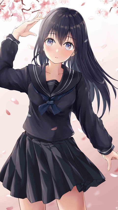 Download wallpaper 2160x3840 girl, uniform, gesture, anime samsung galaxy s4, s5, note, sony xperia z, z1, z2, z3, htc one, lenovo vibe hd background