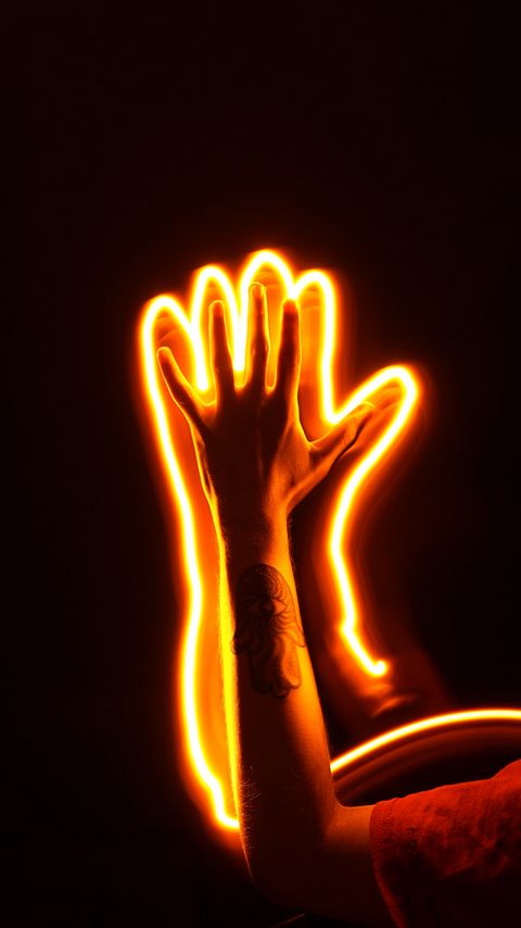 Download wallpaper 2160x3840 hand, neon, light, glow, dark samsung galaxy s4, s5, note, sony xperia z, z1, z2, z3, htc one, lenovo vibe hd background