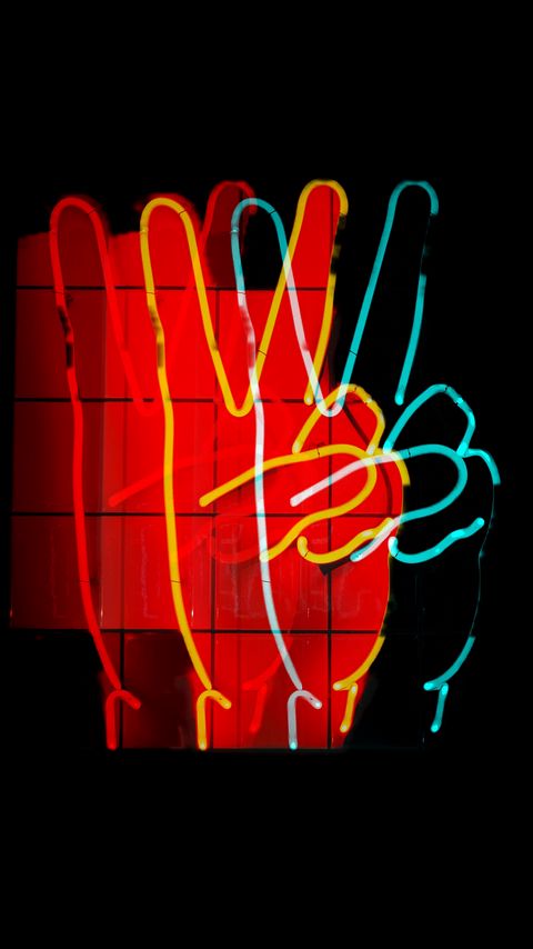 Download wallpaper 2160x3840 hands, gesture, neon, dark samsung galaxy s4, s5, note, sony xperia z, z1, z2, z3, htc one, lenovo vibe hd background