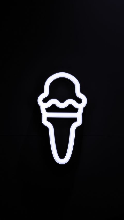 Download wallpaper 2160x3840 ice cream, symbol, neon, minimalism, black samsung galaxy s4, s5, note, sony xperia z, z1, z2, z3, htc one, lenovo vibe hd background