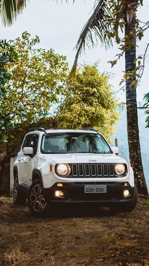 Download wallpaper 2160x3840 jeep renegade, jeep, car, suv, white, trees samsung galaxy s4, s5, note, sony xperia z, z1, z2, z3, htc one, lenovo vibe hd background