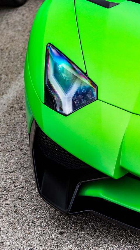 Download wallpaper 2160x3840 lamborghini, car, sports car, green, headlight samsung galaxy s4, s5, note, sony xperia z, z1, z2, z3, htc one, lenovo vibe hd background