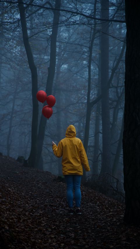 Download wallpaper 2160x3840 man, alone, cloak, balls, forest, gloomy samsung galaxy s4, s5, note, sony xperia z, z1, z2, z3, htc one, lenovo vibe hd background