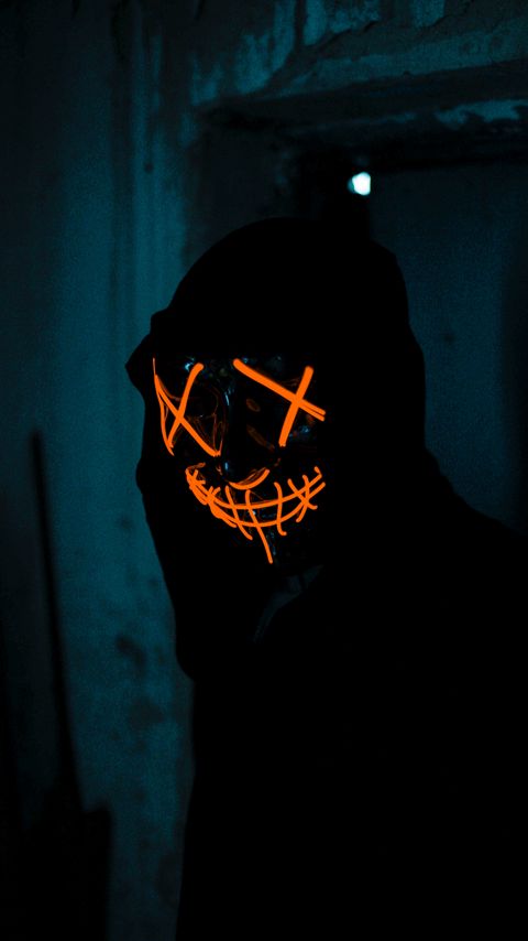 Download wallpaper 2160x3840 man, mask, neon, anonymous, dark samsung galaxy s4, s5, note, sony xperia z, z1, z2, z3, htc one, lenovo vibe hd background