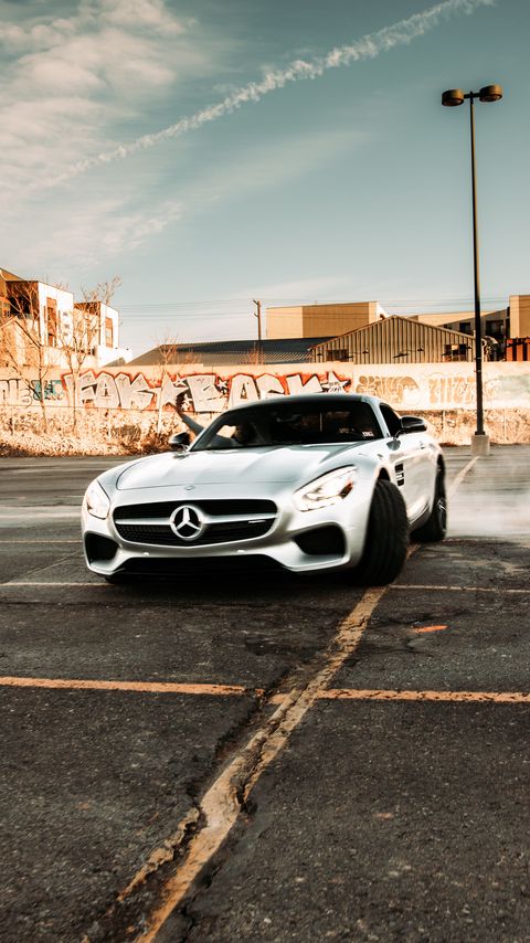 Download wallpaper 2160x3840 mercedes, car, sports car, gray, drift samsung galaxy s4, s5, note, sony xperia z, z1, z2, z3, htc one, lenovo vibe hd background