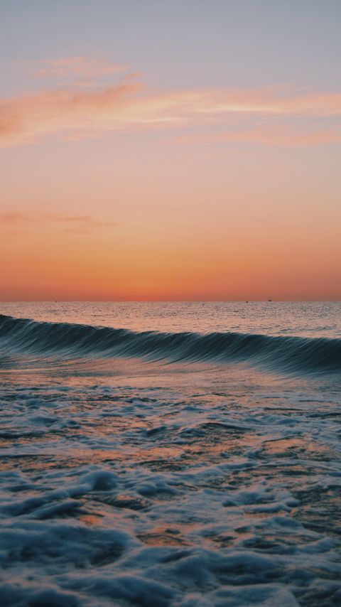 Download wallpaper 2160x3840 ocean, water, waves, horizon, sunset samsung galaxy s4, s5, note, sony xperia z, z1, z2, z3, htc one, lenovo vibe hd background