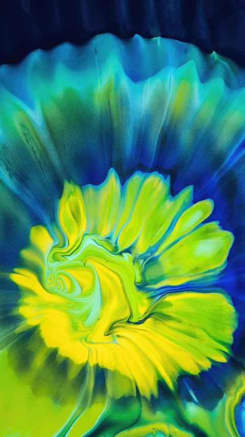 Download wallpaper 2160x3840 paint, liquid, mixing, stains, abstraction, yellow, blue samsung galaxy s4, s5, note, sony xperia z, z1, z2, z3, htc one, lenovo vibe hd background