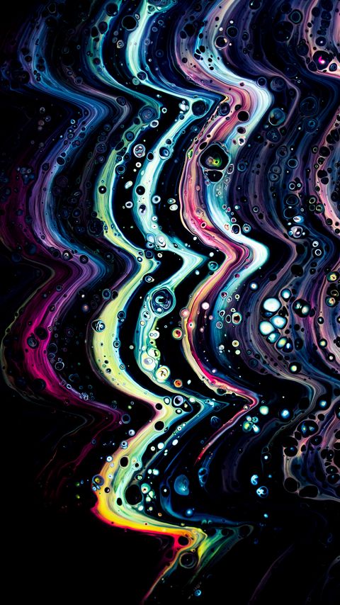 Download wallpaper 2160x3840 paint, waves, bubbles, abstraction, colorful samsung galaxy s4, s5, note, sony xperia z, z1, z2, z3, htc one, lenovo vibe hd background