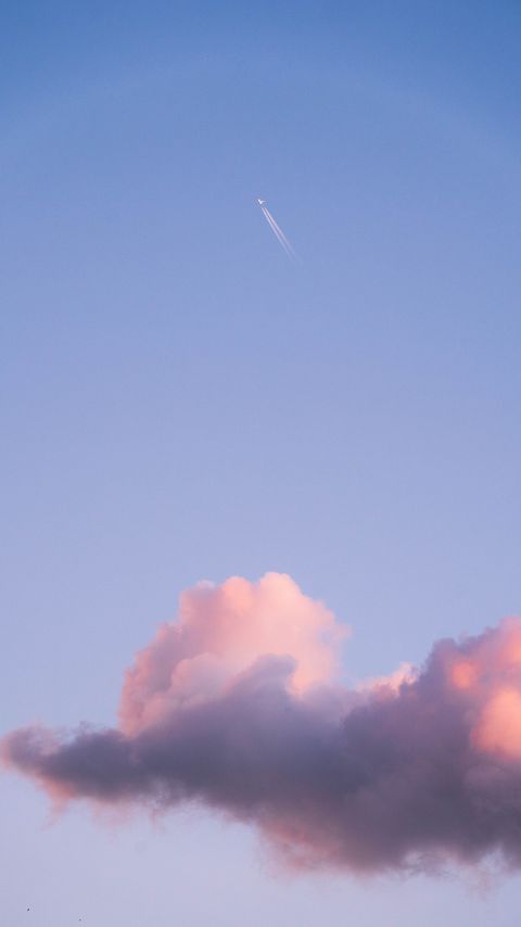 Download wallpaper 2160x3840 plane, trail, sky, cloud, minimalism samsung galaxy s4, s5, note, sony xperia z, z1, z2, z3, htc one, lenovo vibe hd background