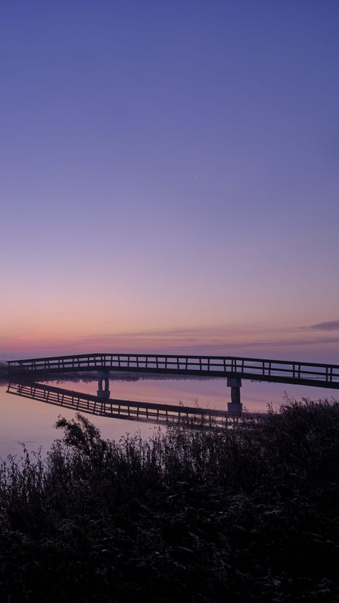 Download wallpaper 2160x3840 river, bridge, dusk, water, nature, evening samsung galaxy s4, s5, note, sony xperia z, z1, z2, z3, htc one, lenovo vibe hd background