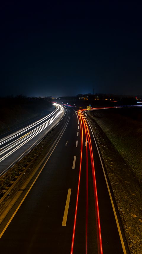 Download wallpaper 2160x3840 road, light, lines, long exposure, night, dark samsung galaxy s4, s5, note, sony xperia z, z1, z2, z3, htc one, lenovo vibe hd background