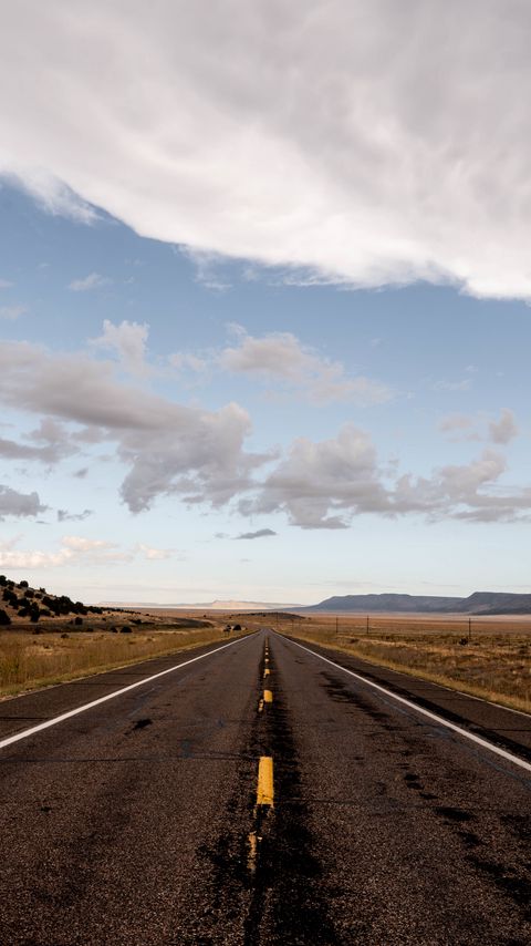 Download wallpaper 2160x3840 road, marking, field, horizon, nature samsung galaxy s4, s5, note, sony xperia z, z1, z2, z3, htc one, lenovo vibe hd background