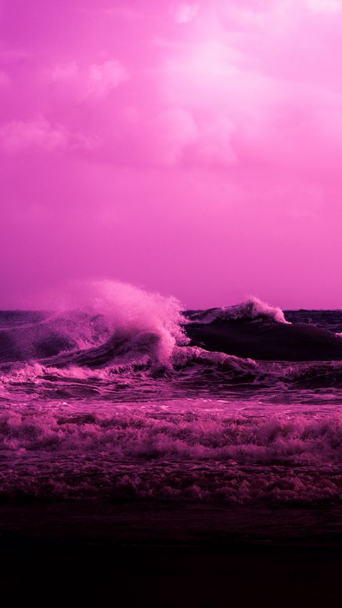 Download wallpaper 2160x3840 sea, water, waves, pink samsung galaxy s4, s5, note, sony xperia z, z1, z2, z3, htc one, lenovo vibe hd background