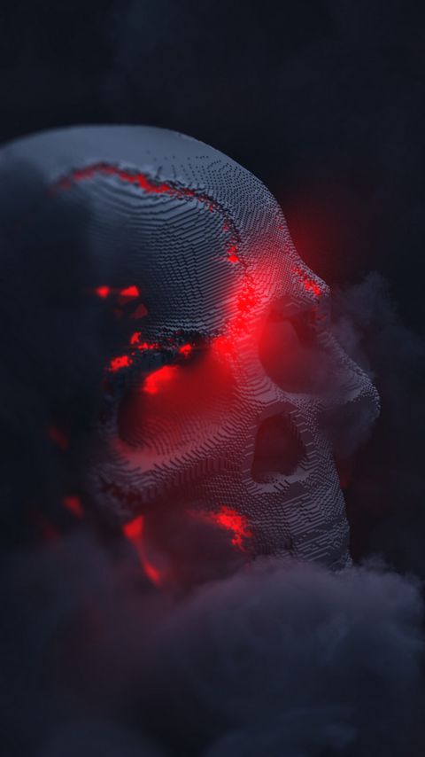 Download wallpaper 2160x3840 skull, smoke, cloud, glow, 3d, dark samsung galaxy s4, s5, note, sony xperia z, z1, z2, z3, htc one, lenovo vibe hd background