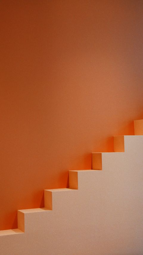 Download wallpaper 2160x3840 stairs, minimalism, orange, white samsung galaxy s4, s5, note, sony xperia z, z1, z2, z3, htc one, lenovo vibe hd background