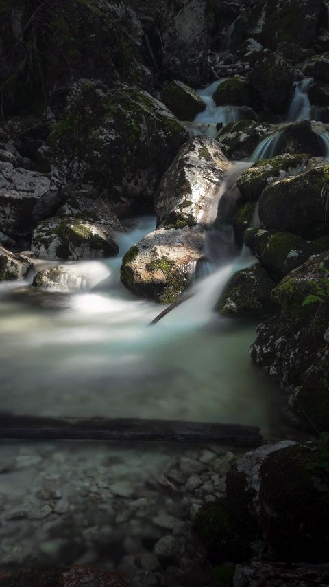 Download wallpaper 2160x3840 stones, river, water, nature samsung galaxy s4, s5, note, sony xperia z, z1, z2, z3, htc one, lenovo vibe hd background