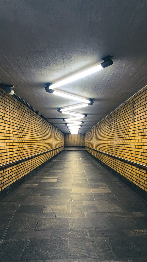 Download wallpaper 2160x3840 subway, corridor, lamps, lighting, yellow samsung galaxy s4, s5, note, sony xperia z, z1, z2, z3, htc one, lenovo vibe hd background