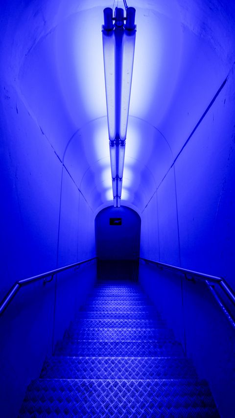 Download wallpaper 2160x3840 tunnel, light, blue, neon samsung galaxy s4, s5, note, sony xperia z, z1, z2, z3, htc one, lenovo vibe hd background