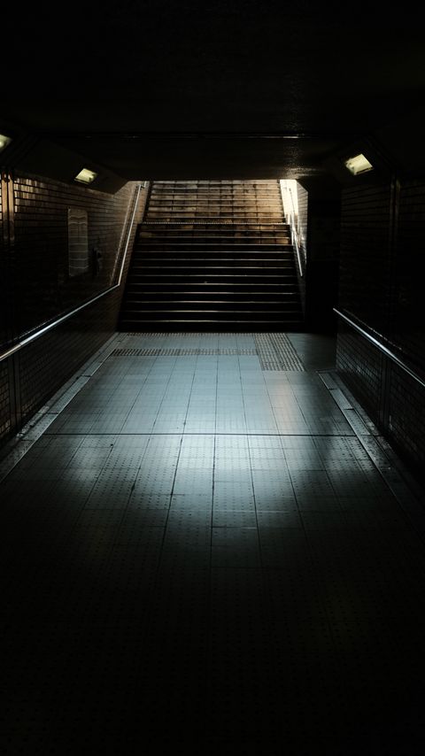 Download wallpaper 2160x3840 tunnel, stairs, subway, dark samsung galaxy s4, s5, note, sony xperia z, z1, z2, z3, htc one, lenovo vibe hd background