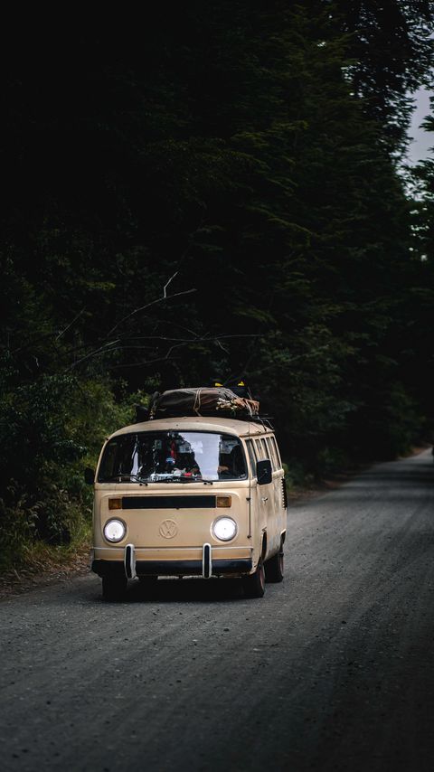 Download wallpaper 2160x3840 volkswagen, car, van, brown, road, travel samsung galaxy s4, s5, note, sony xperia z, z1, z2, z3, htc one, lenovo vibe hd background