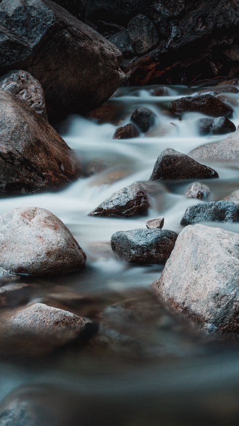 Download wallpaper 2160x3840 water, stones, stream, nature samsung galaxy s4, s5, note, sony xperia z, z1, z2, z3, htc one, lenovo vibe hd background