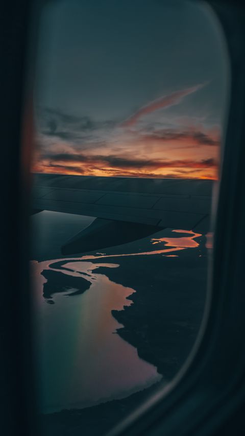 Download wallpaper 2160x3840 window, plane, wing, sunset, view samsung galaxy s4, s5, note, sony xperia z, z1, z2, z3, htc one, lenovo vibe hd background