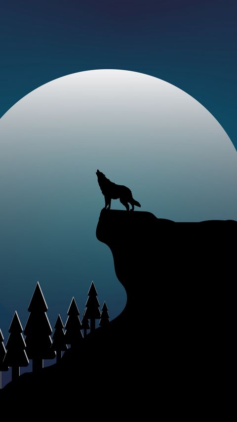 Download wallpaper 2160x3840 wolf, rock, moon, vector, art, dark samsung galaxy s4, s5, note, sony xperia z, z1, z2, z3, htc one, lenovo vibe hd background