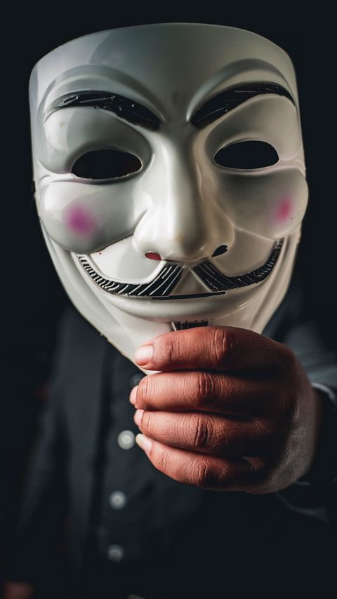 Download wallpaper 2160x3840 anonymous, mask, hand samsung galaxy s4, s5, note, sony xperia z, z1, z2, z3, htc one, lenovo vibe hd background