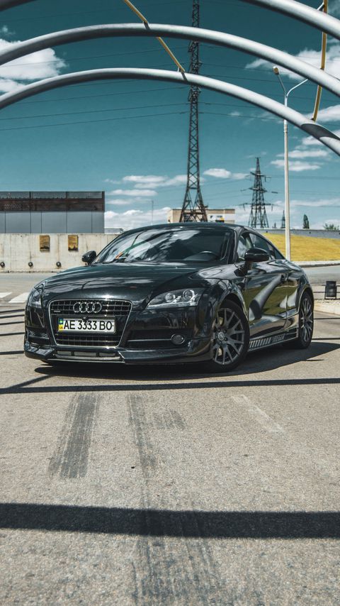 Download wallpaper 2160x3840 audi, car, black, asphalt, front view samsung galaxy s4, s5, note, sony xperia z, z1, z2, z3, htc one, lenovo vibe hd background