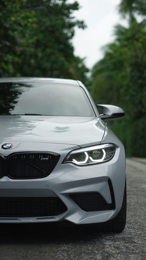 Download wallpaper 2160x3840 bmw, car, gray, road, front view samsung galaxy s4, s5, note, sony xperia z, z1, z2, z3, htc one, lenovo vibe hd background