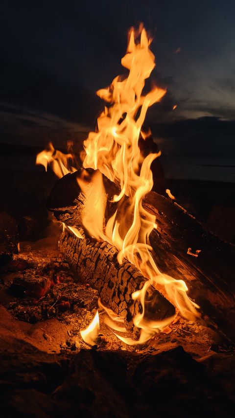 Download wallpaper 2160x3840 bonfire, fire, flame, night, dark samsung galaxy s4, s5, note, sony xperia z, z1, z2, z3, htc one, lenovo vibe hd background