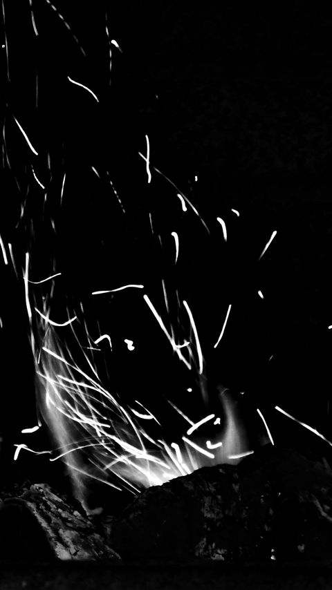 Download wallpaper 2160x3840 bonfire, fire, sparks, light, black and white, black samsung galaxy s4, s5, note, sony xperia z, z1, z2, z3, htc one, lenovo vibe hd background