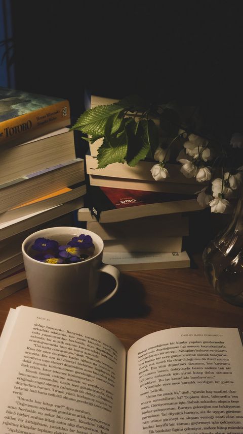 Download wallpaper 2160x3840 books, reading, tea, aesthetics samsung galaxy s4, s5, note, sony xperia z, z1, z2, z3, htc one, lenovo vibe hd background