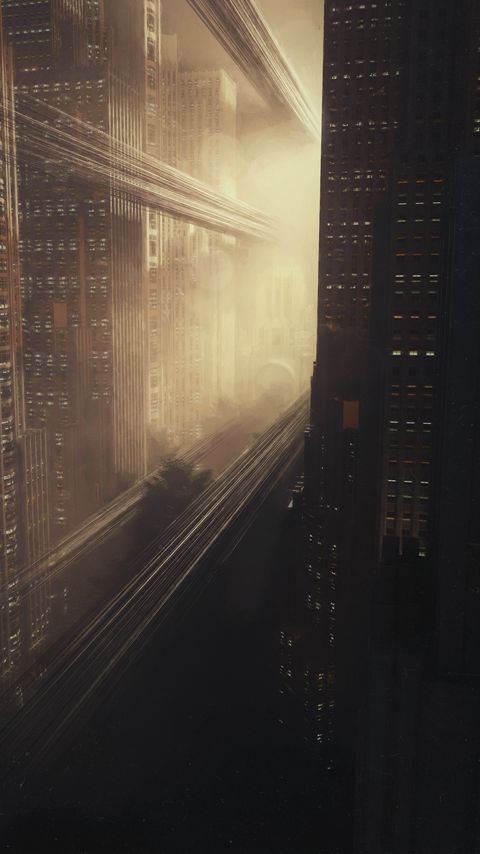 Download wallpaper 2160x3840 buildings, city, street, smoke, dark samsung galaxy s4, s5, note, sony xperia z, z1, z2, z3, htc one, lenovo vibe hd background