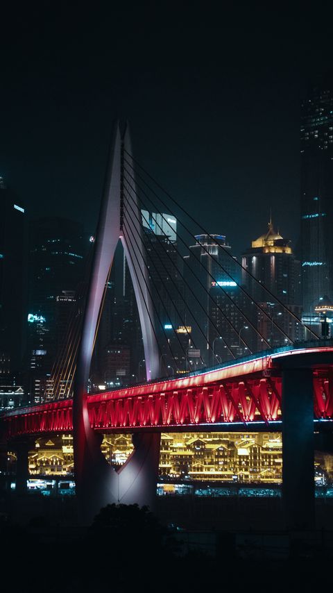 Download wallpaper 2160x3840 city, bridge, buildings, night, lights samsung galaxy s4, s5, note, sony xperia z, z1, z2, z3, htc one, lenovo vibe hd background