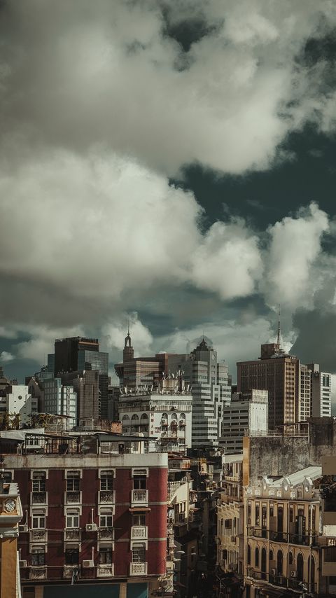 Download wallpaper 2160x3840 city, buildings, clouds, aerial view, overview samsung galaxy s4, s5, note, sony xperia z, z1, z2, z3, htc one, lenovo vibe hd background