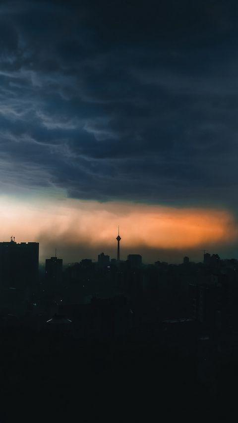 Download wallpaper 2160x3840 city, buildings, silhouettes, clouds, twilight, dark samsung galaxy s4, s5, note, sony xperia z, z1, z2, z3, htc one, lenovo vibe hd background