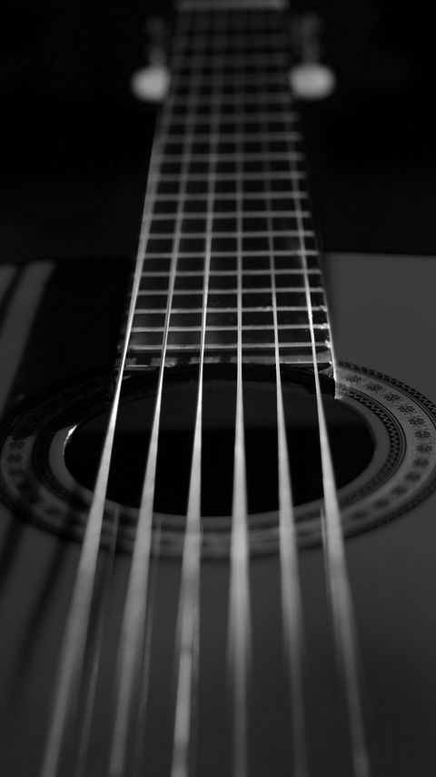 Download wallpaper 2160x3840 classical guitar, guitar, strings, black and white samsung galaxy s4, s5, note, sony xperia z, z1, z2, z3, htc one, lenovo vibe hd background