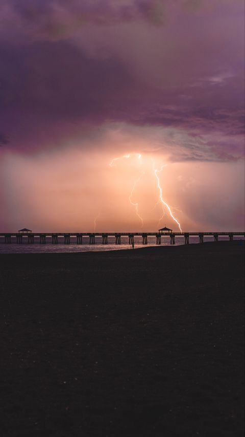 Download wallpaper 2160x3840 coast, thunderstorm, lightning, clouds, dark samsung galaxy s4, s5, note, sony xperia z, z1, z2, z3, htc one, lenovo vibe hd background