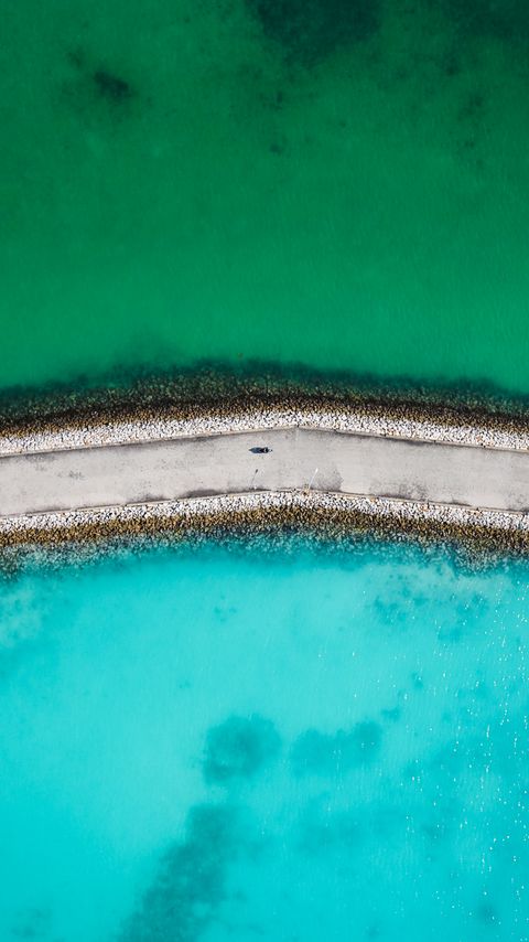 Download wallpaper 2160x3840 dam, road, sea, water, aerial view samsung galaxy s4, s5, note, sony xperia z, z1, z2, z3, htc one, lenovo vibe hd background