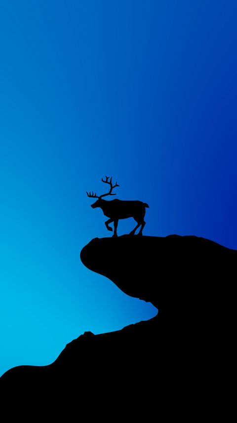 Download wallpaper 2160x3840 deer, silhouette, vector, art, blue, dark samsung galaxy s4, s5, note, sony xperia z, z1, z2, z3, htc one, lenovo vibe hd background