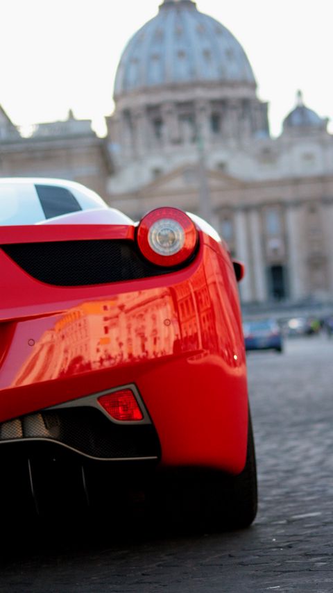 Download wallpaper 2160x3840 ferrari, car, red, tailight, back view samsung galaxy s4, s5, note, sony xperia z, z1, z2, z3, htc one, lenovo vibe hd background