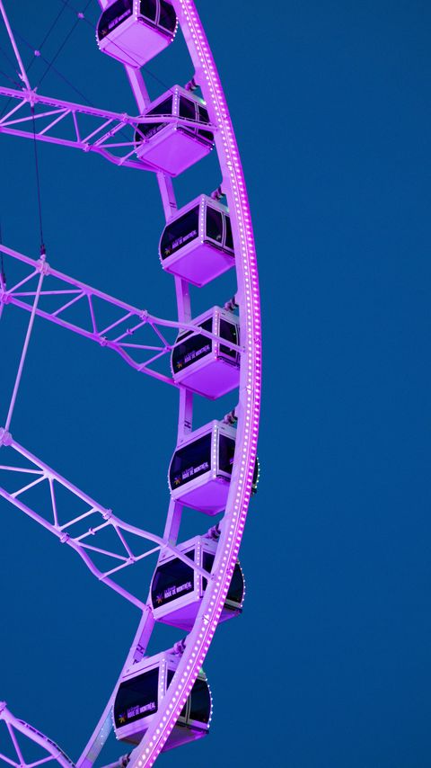 Download wallpaper 2160x3840 ferris wheel, attraction, booths, purple samsung galaxy s4, s5, note, sony xperia z, z1, z2, z3, htc one, lenovo vibe hd background