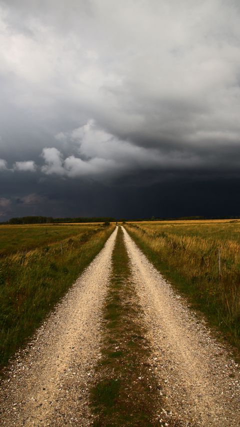 Download wallpaper 2160x3840 field, road, clouds, landscape samsung galaxy s4, s5, note, sony xperia z, z1, z2, z3, htc one, lenovo vibe hd background