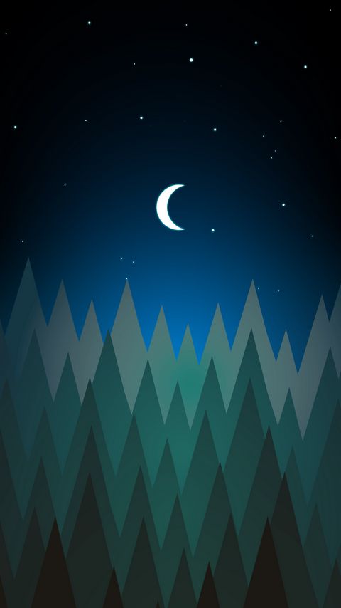 Download wallpaper 2160x3840 forest, trees, moon, night, vector, art samsung galaxy s4, s5, note, sony xperia z, z1, z2, z3, htc one, lenovo vibe hd background