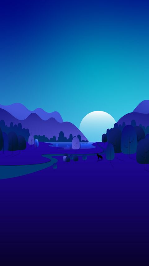 Download wallpaper 2160x3840 forest, trees, mountains, vector, art, blue samsung galaxy s4, s5, note, sony xperia z, z1, z2, z3, htc one, lenovo vibe hd background